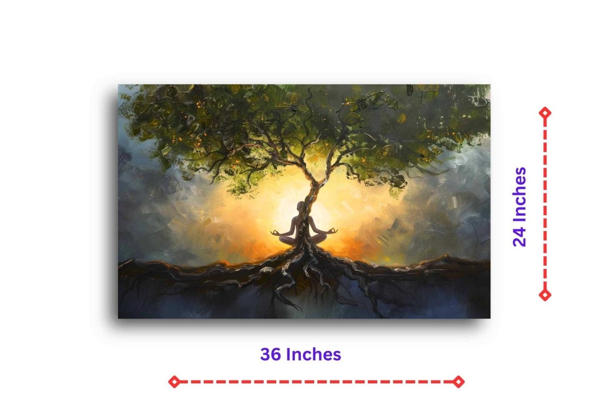 Yoga: Rooted in Stillness Canvas Wall Painting (36 x 24 Inches)