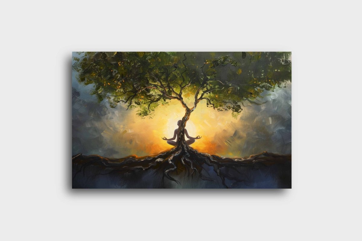 Yoga: Rooted in Stillness Canvas Wall Painting (36 x 24 Inches)