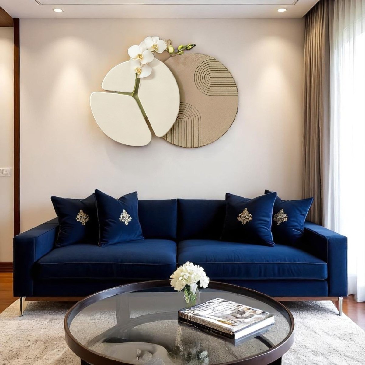 Zen - Inspired Orchid & Sand Garden Wall Decor (60 x 90 CM)