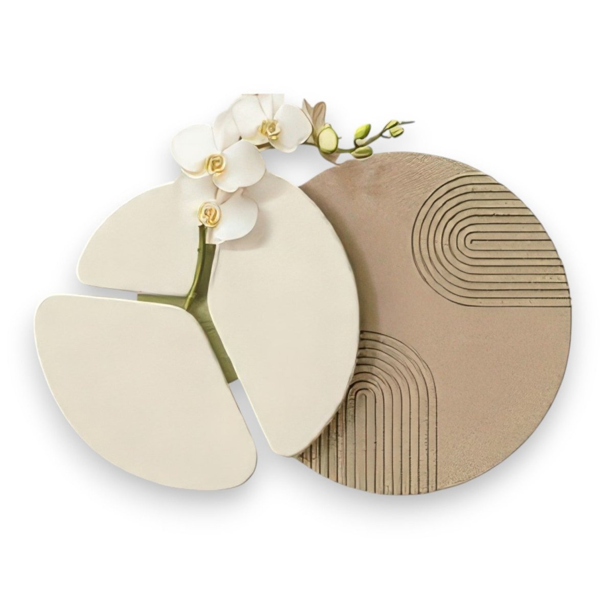 Zen - Inspired Orchid & Sand Garden Wall Decor (60 x 90 CM)