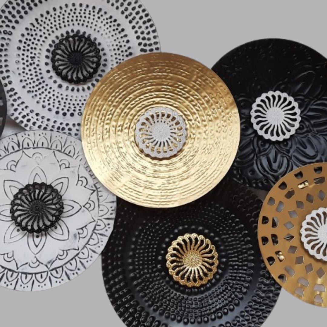 11 Iron Circles Abstract Metal Wall Art (48 x 24 Inches)