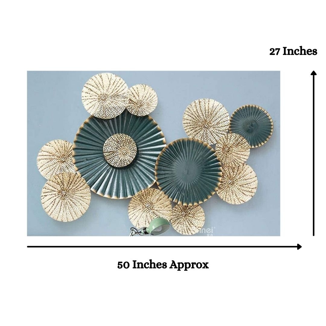 12 round metallic plates modern wall accent (50 x 27 Inches)
