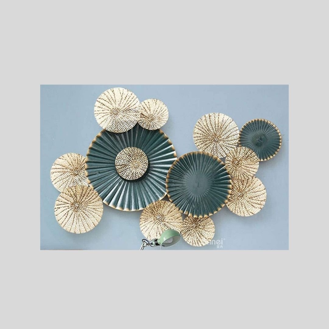 12 round metallic plates modern wall accent (50 x 27 Inches)