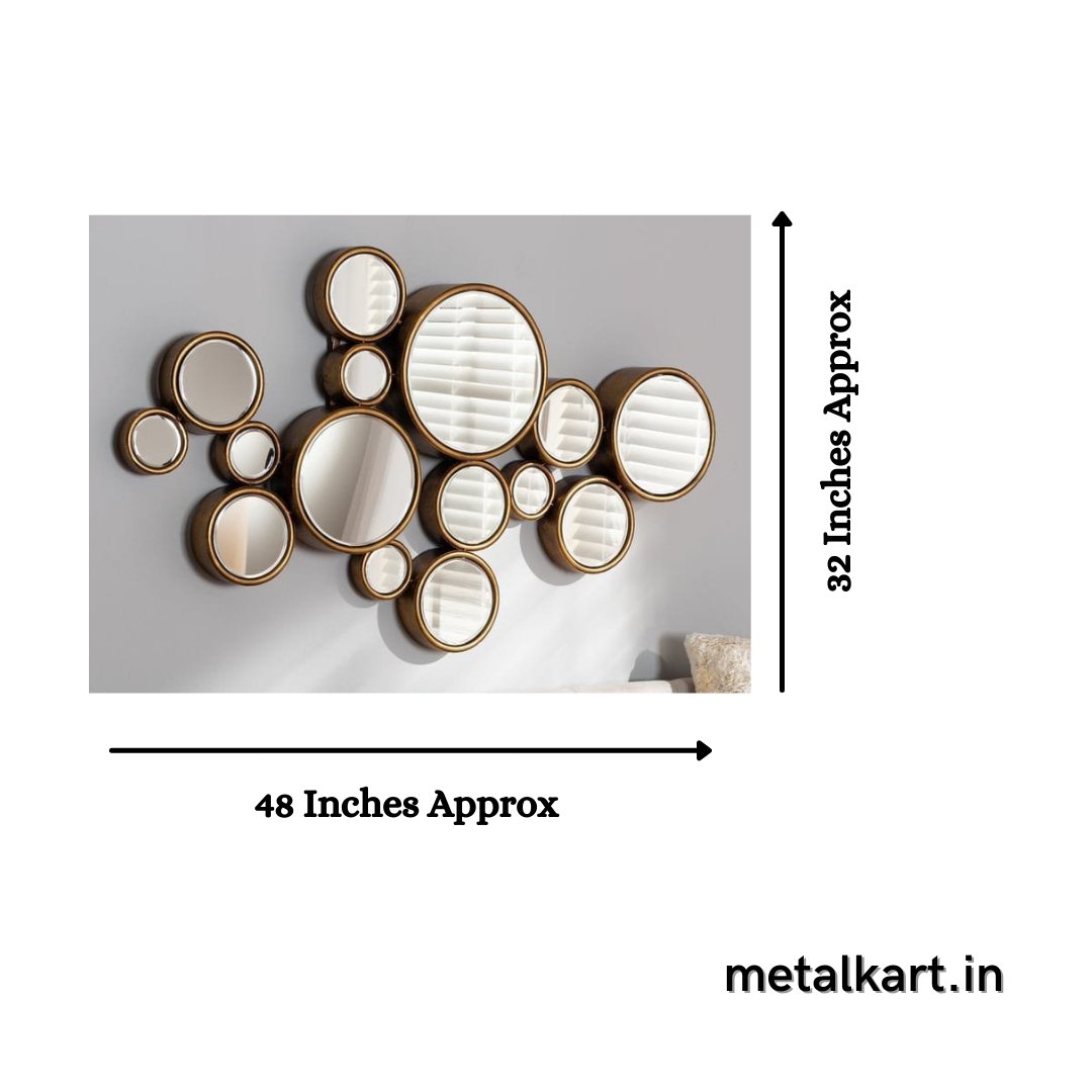 15 Metallic circles Wall Mirror (48 x 32 Inches)