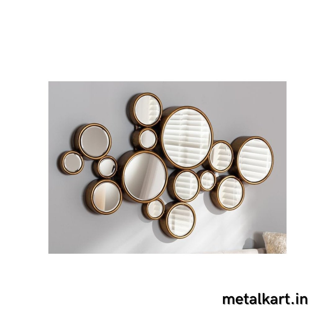 15 Metallic circles Wall Mirror (48 x 32 Inches)