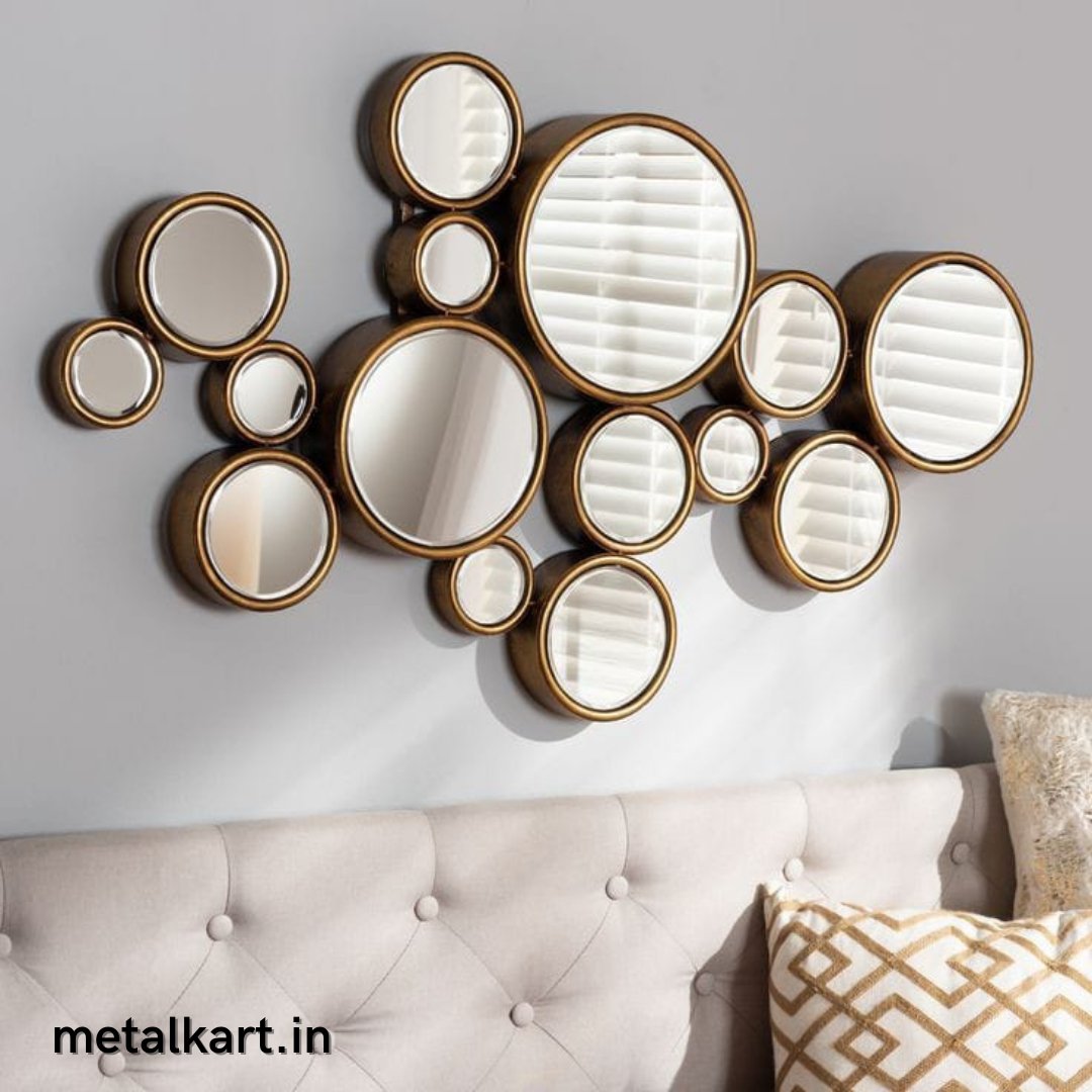 15 Metallic circles Wall Mirror (48 x 32 Inches)