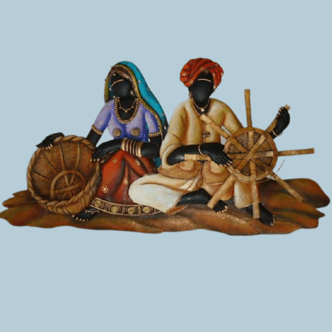 Metallic Wall Art Village Life - Handicrafts (24 * 13 Inches)