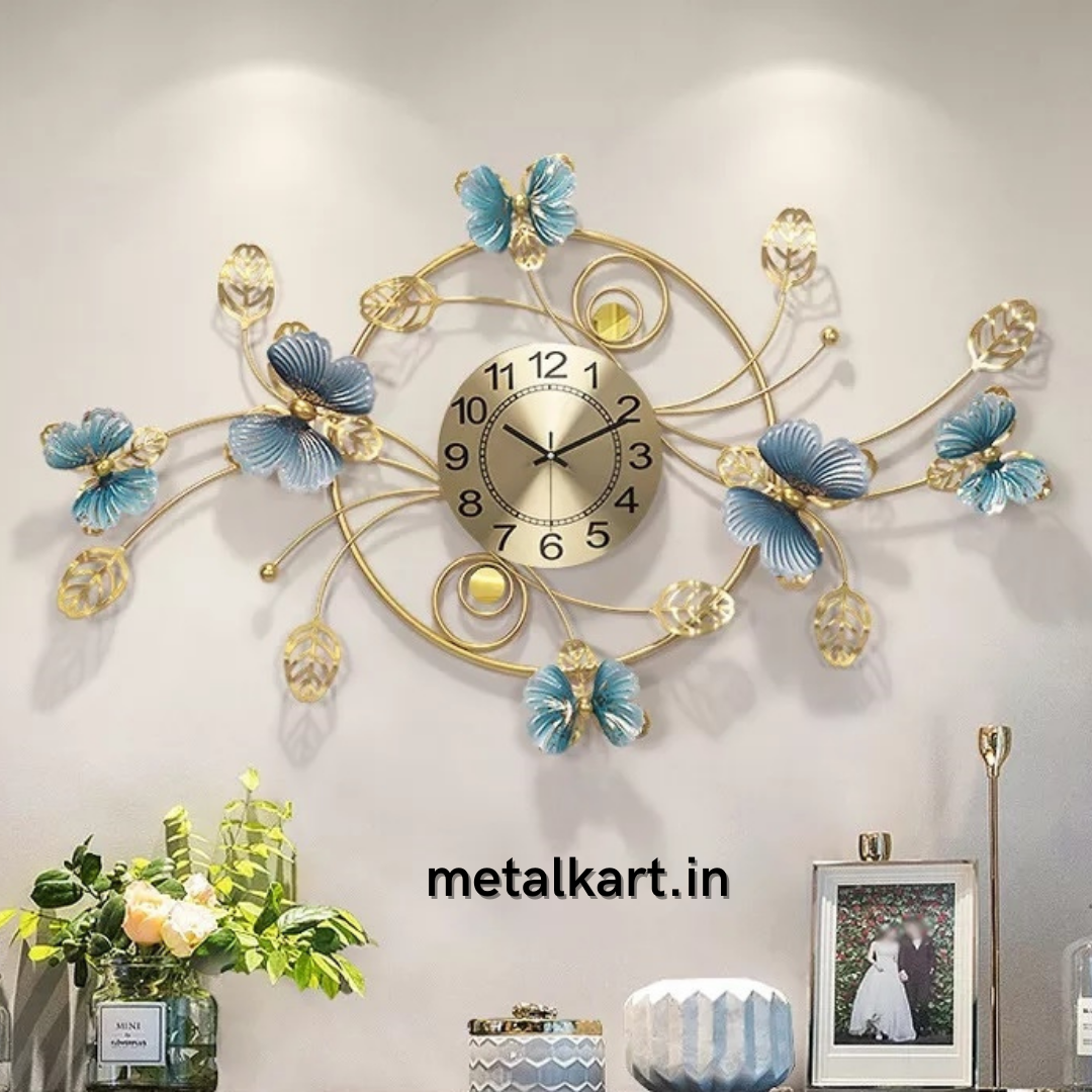 Metallic Butterfly ring designer Clock (48 x 30 Inches)