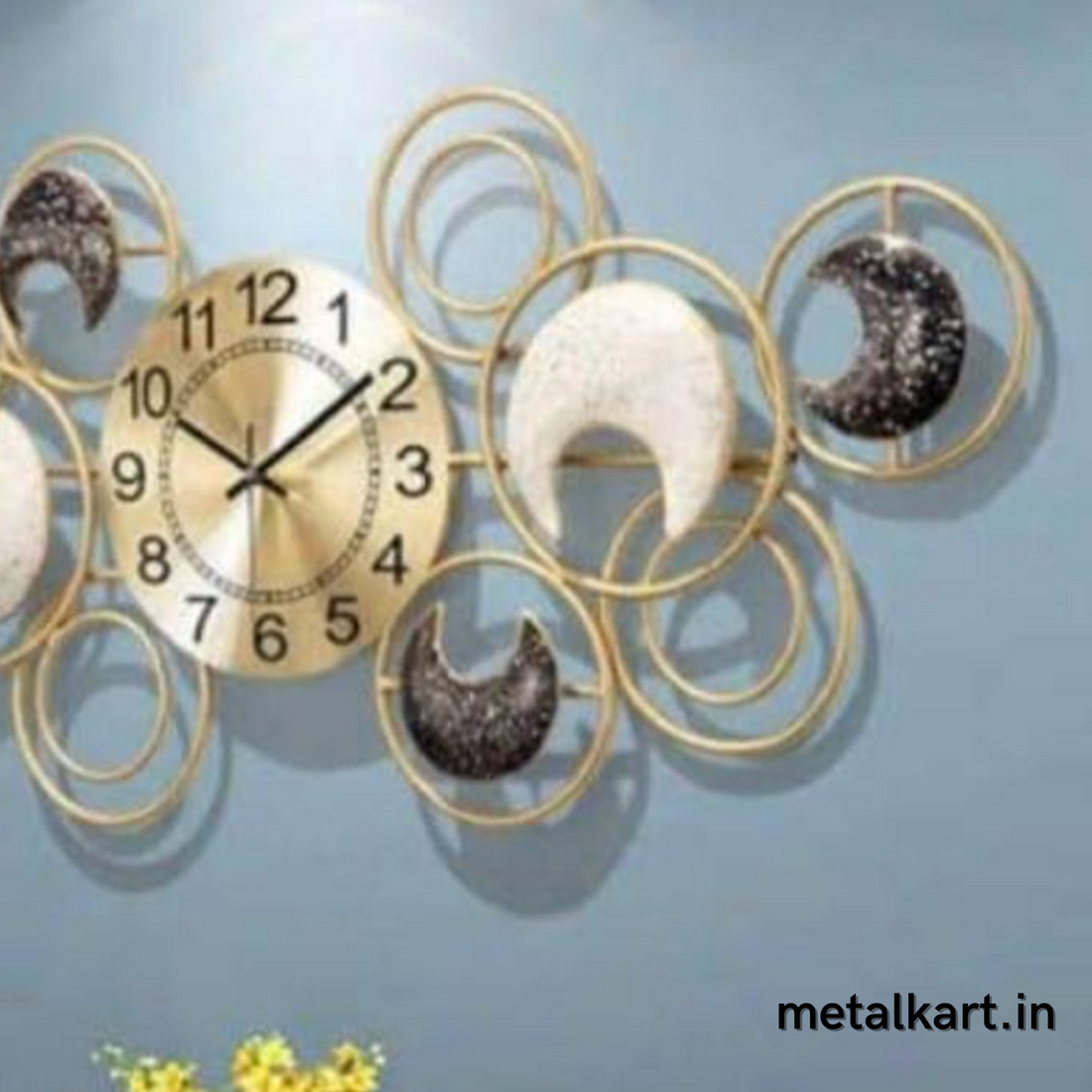 6 Moons Designer Wall Clock (47 x 22.5 Inches Approx)