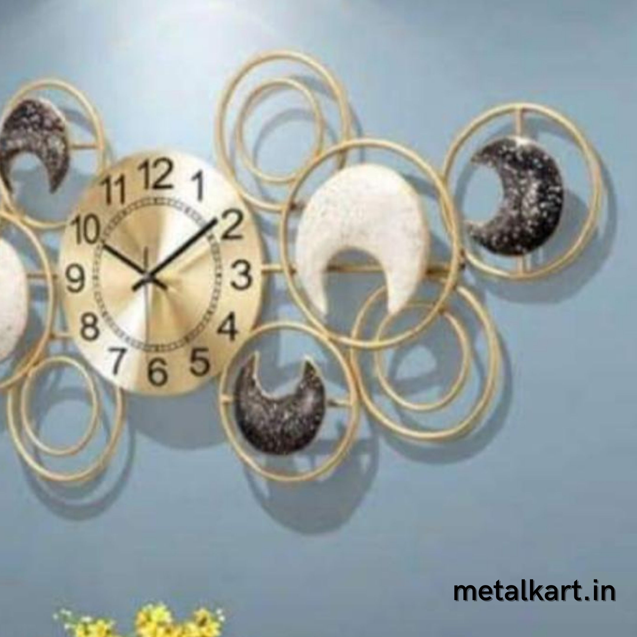 6 Moons Designer Wall Clock (47 x 22.5 Inches Approx)