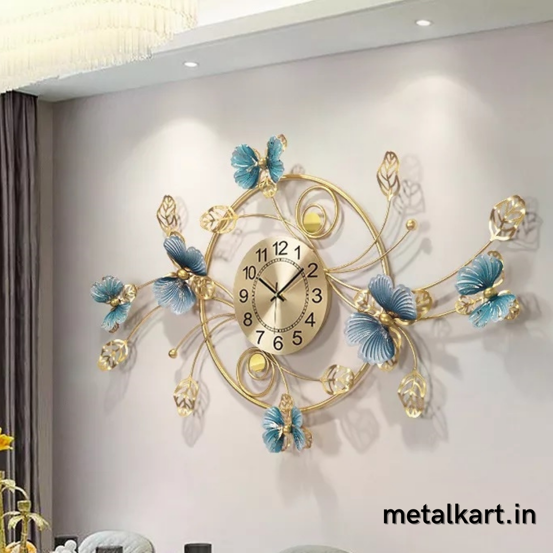 Metallic Butterfly ring designer Clock (48 x 30 Inches)