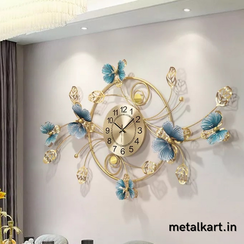 Metallic Butterfly ring designer Clock (48 x 30 Inches)