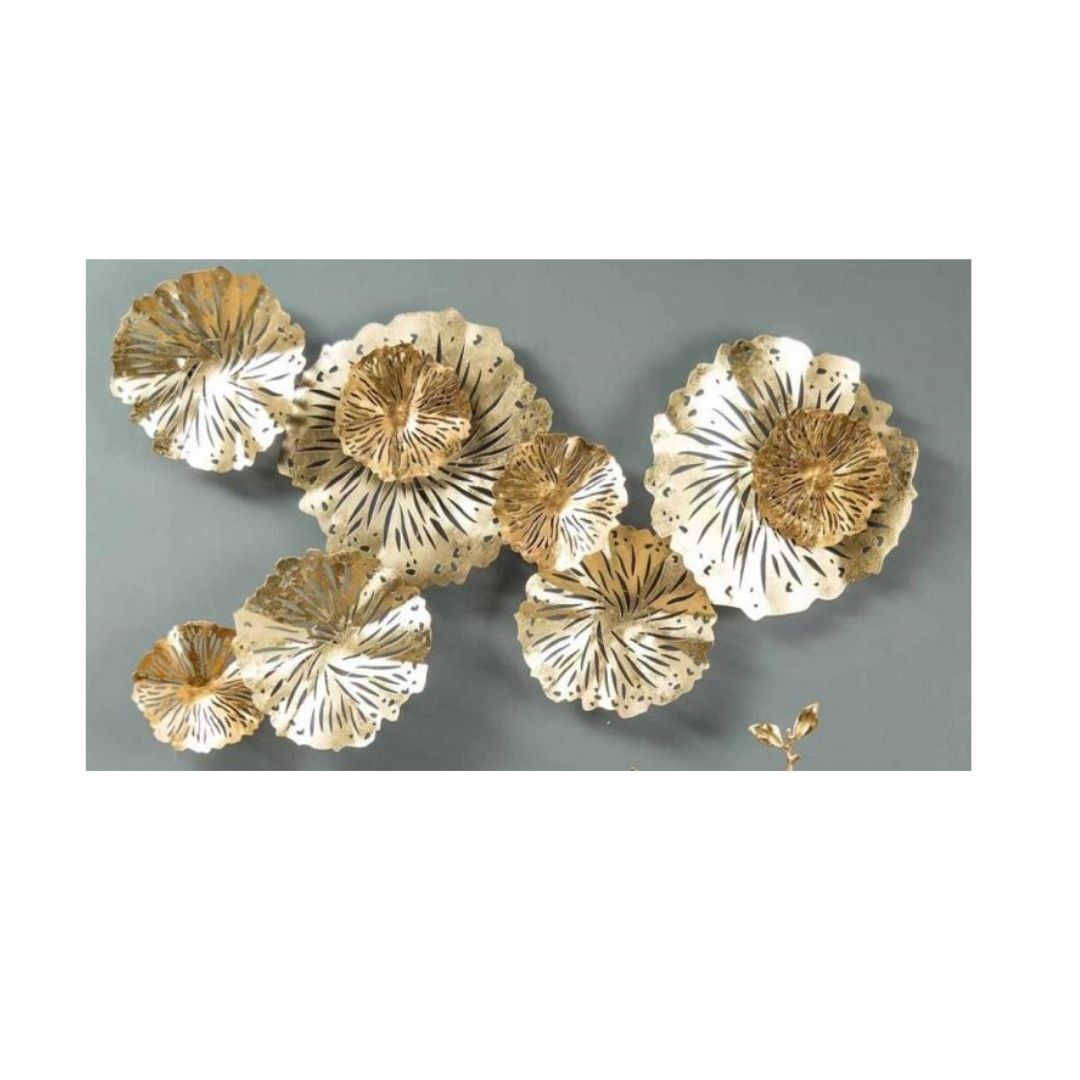 Premium Rosette Golden Color Metal Wall Art (48 x 24 Inches)