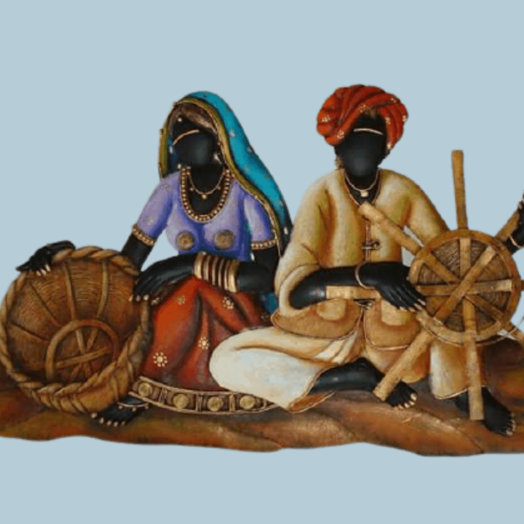 Metallic Wall Art Village Life - Handicrafts (24 * 13 Inches)