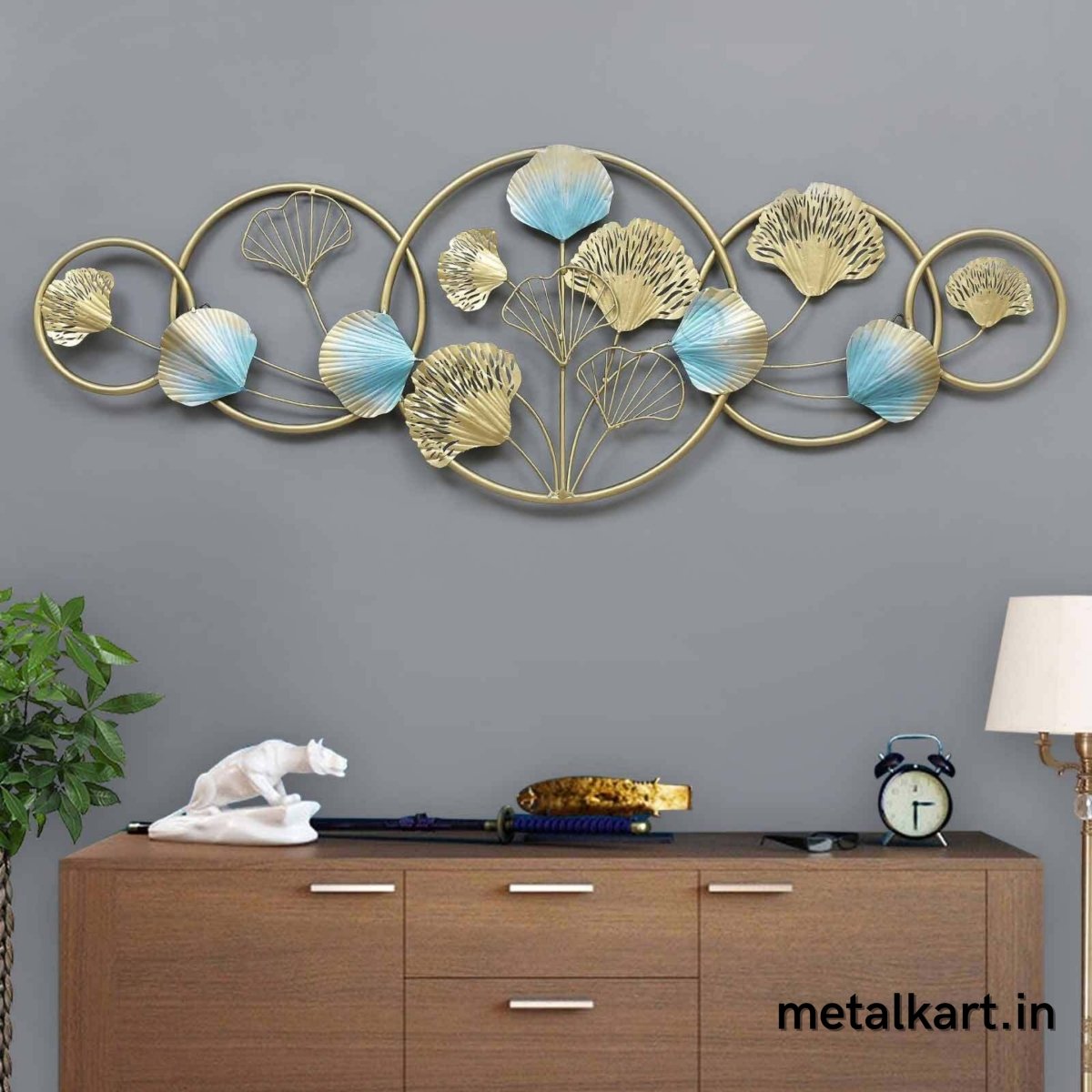 5 Joined Rings with Gingko Leaves (49 x 16.5 Inches)