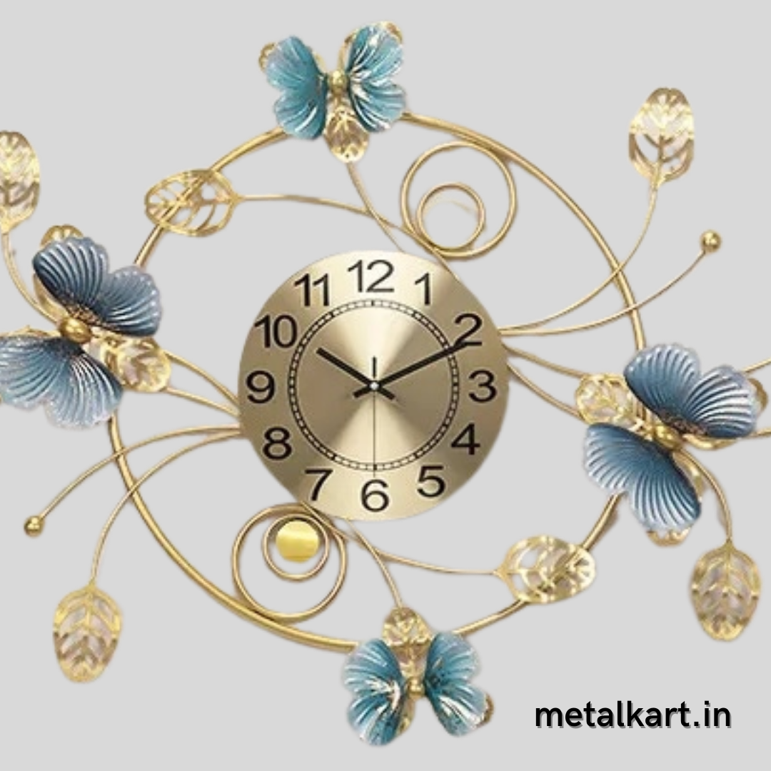 Metallic Butterfly ring designer Clock (48 x 30 Inches)