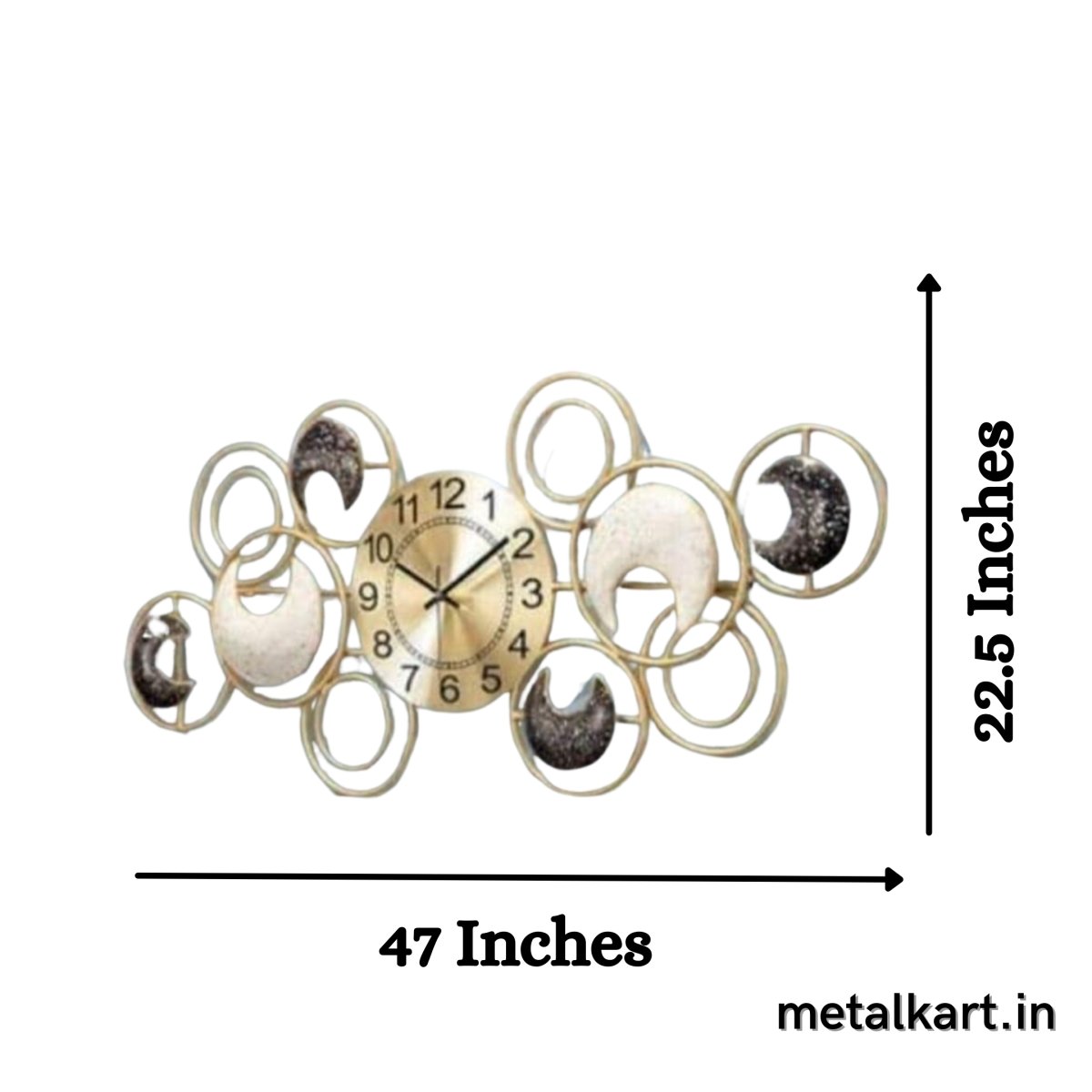 6 Moons Designer Wall Clock (47 x 22.5 Inches Approx)