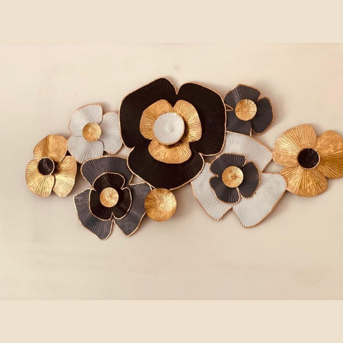7 Big Iron Flowers Metal Wall Art (48 x 24 Inches)