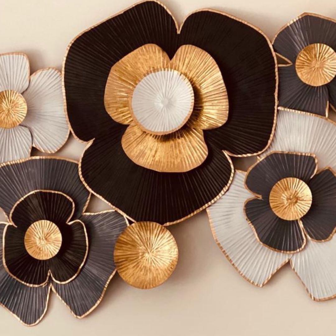 7 Big Iron Flowers Metal Wall Art (48 x 24 Inches)