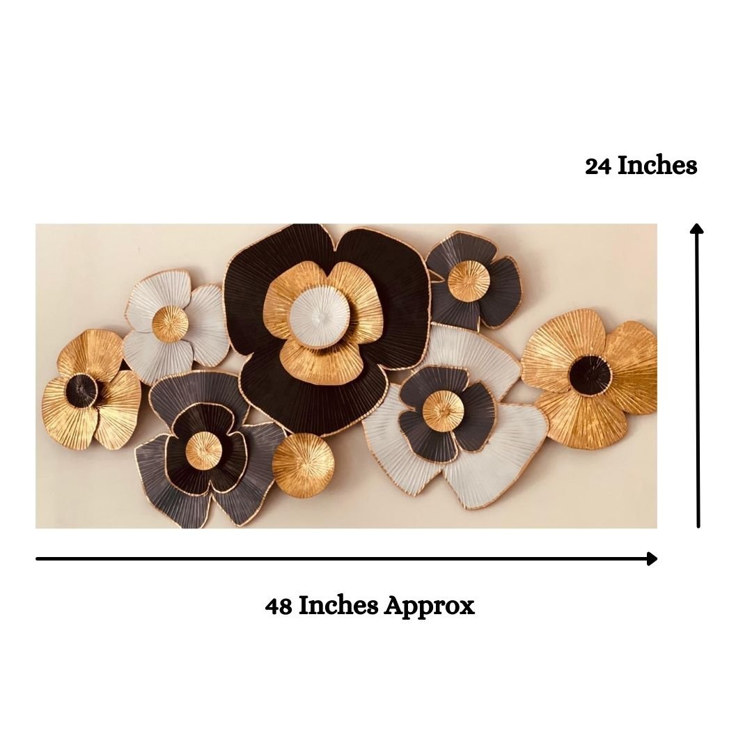 7 Big Iron Flowers Metal Wall Art (48 x 24 Inches)