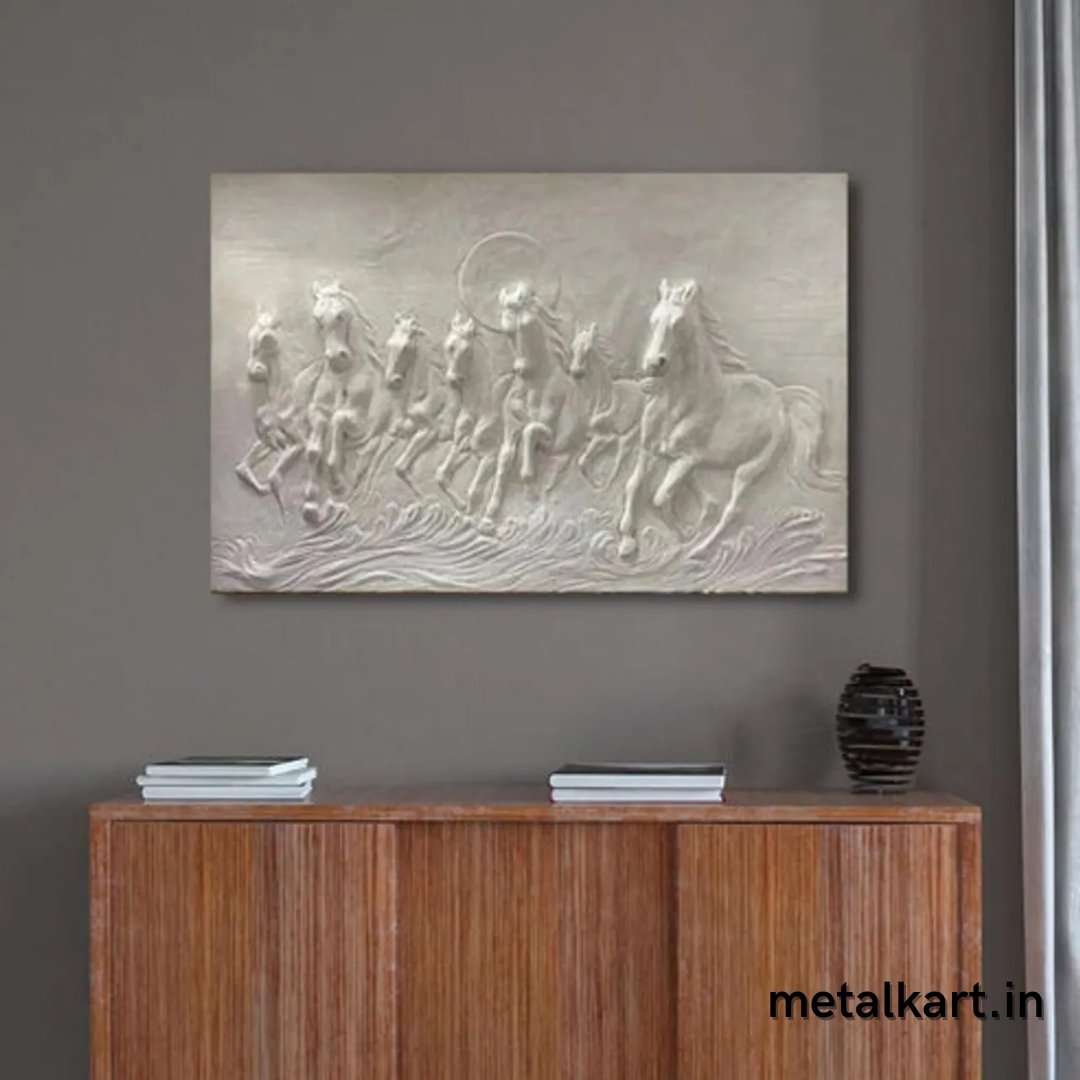 7 Horse with Sun Fibre 3D Wall Art (36 x 24 Inches)