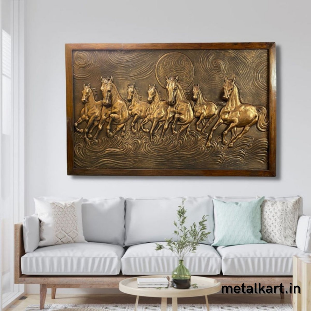7 Horse with Sun Fibre 3D Wall Art (36 x 24 Inches)