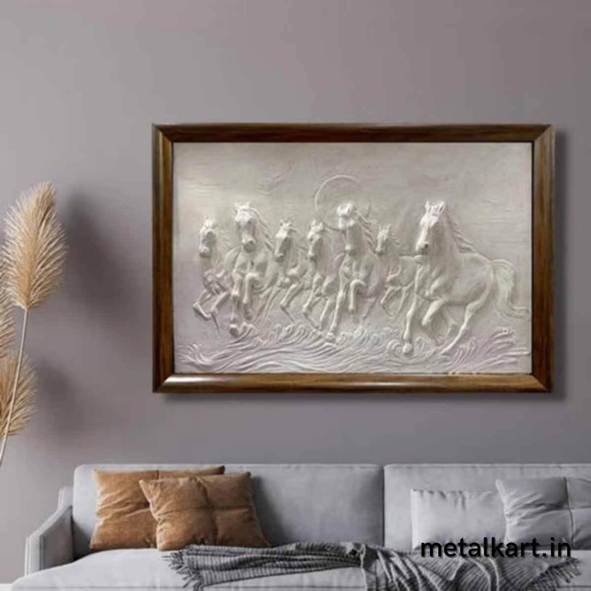 7 Horse with Sun Fibre 3D Wall Art (36 x 24 Inches)