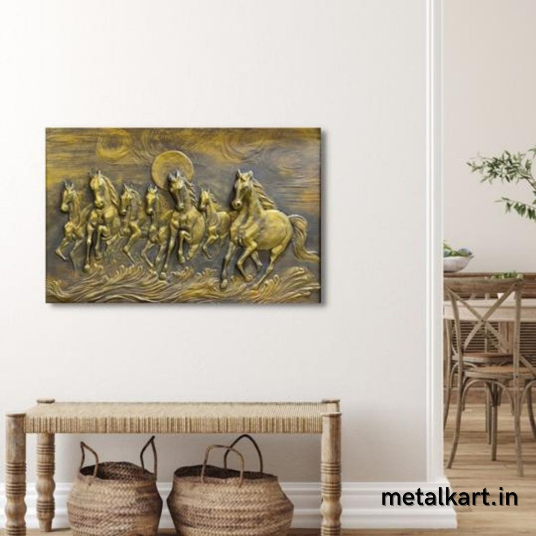 7 Horse with Sun Fibre 3D Wall Art (36 x 24 Inches)