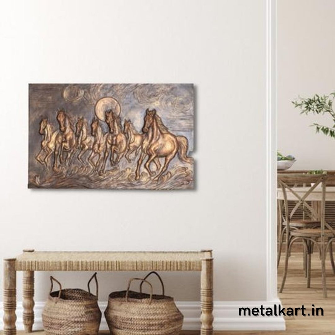 7 Horse with Sun Fibre 3D Wall Art (36 x 24 Inches)