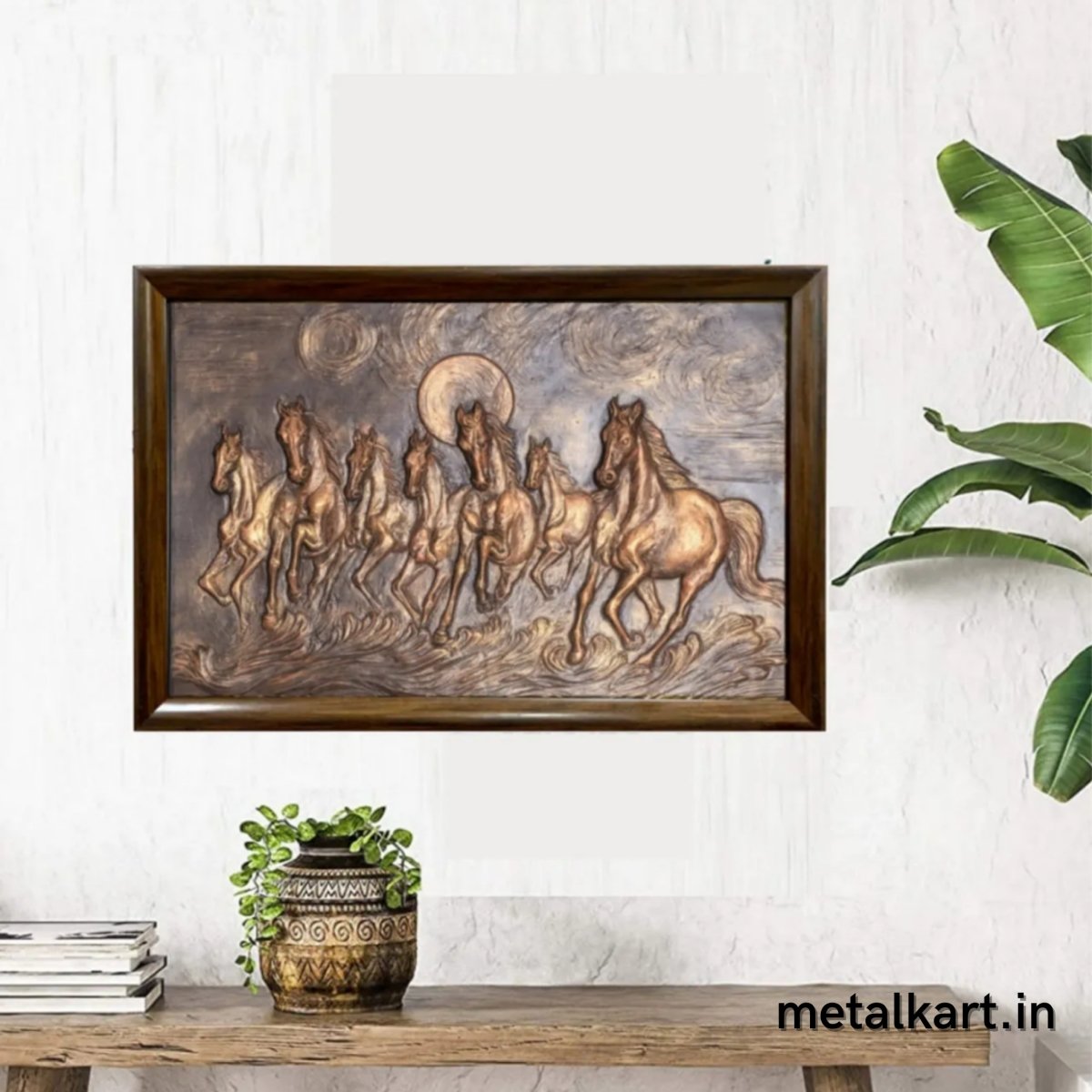 7 Horse with Sun Fibre 3D Wall Art (36 x 24 Inches)