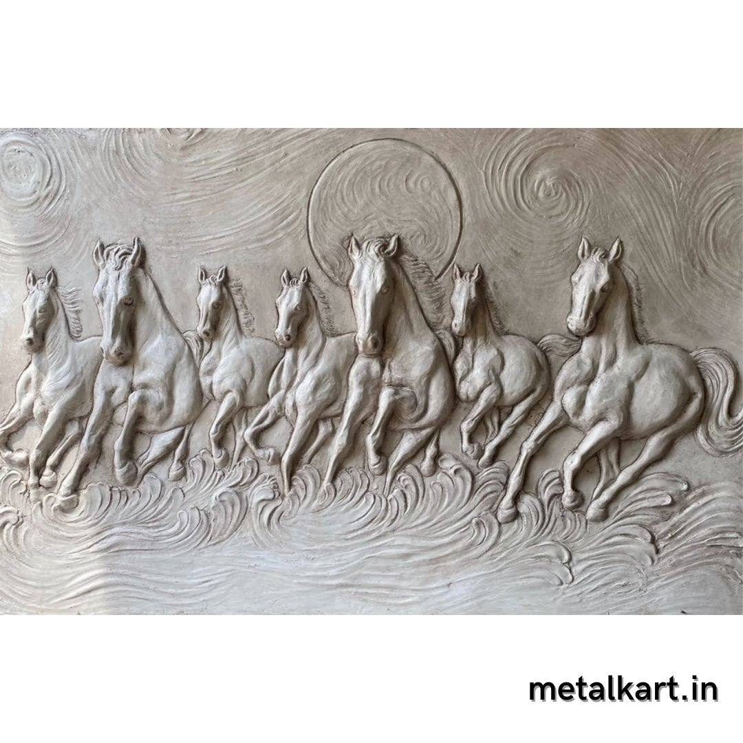7 Horse with Sun Fibre 3D Wall Art (36 x 24 Inches)