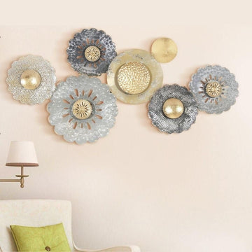 7 Round Metal Leaf Wall Art (35.5 x 18 Inches)