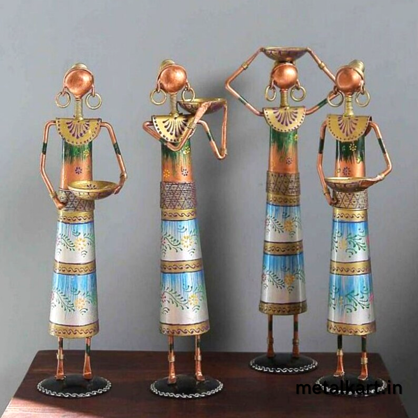 Metalkart Special Multicolor 4 Working Ladies Table top (6.5*6.5*14.5 Inches)