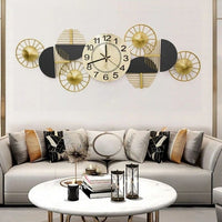 Thumbnail for 8 Circles Metallic Wall art with clock (48 x 20 Inches)
