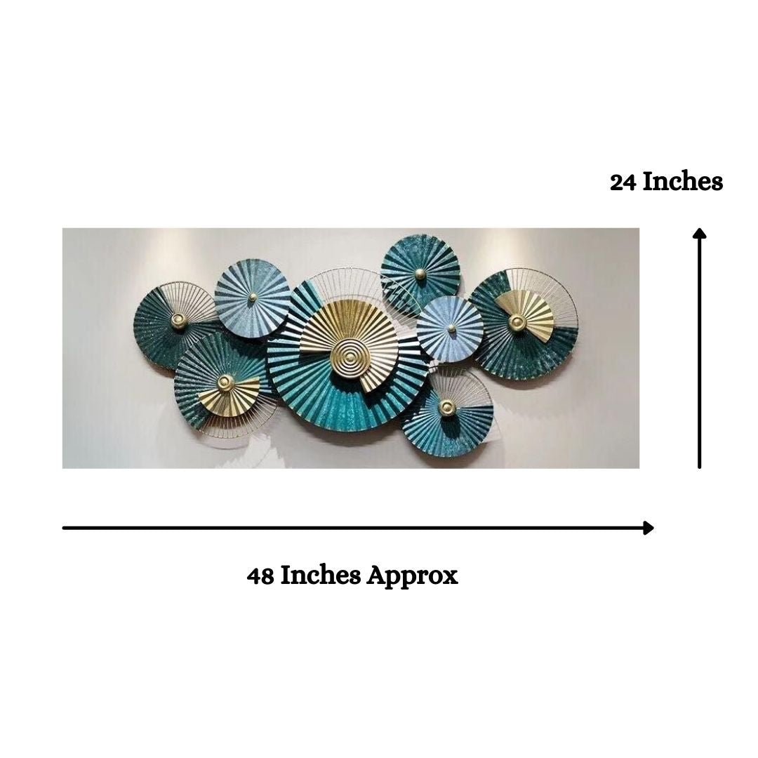 8 Metallic Circles Multipattern wall art (48 x 24 Inches)