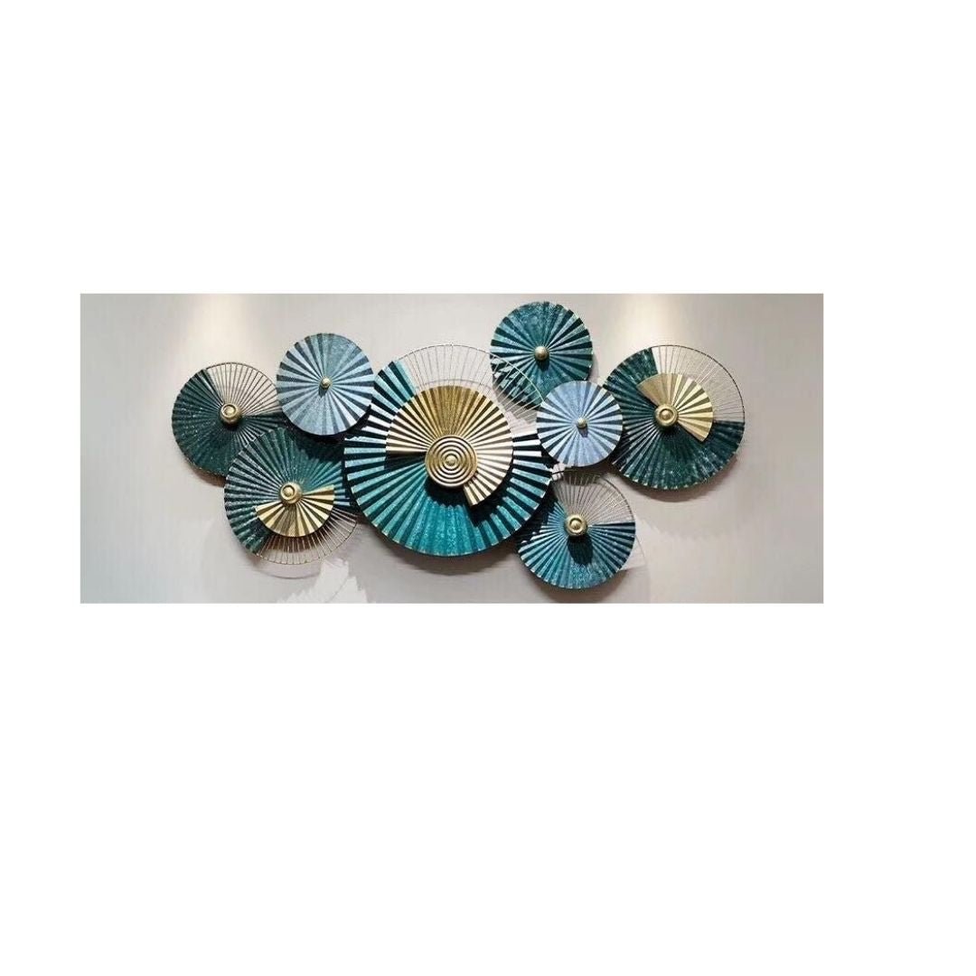 8 Metallic Circles Multipattern wall art (48 x 24 Inches)