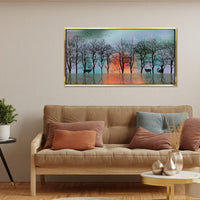 Thumbnail for A Deerly Refuge in Woodland Framed Canvas Wall Art (36 x 18 Inches)