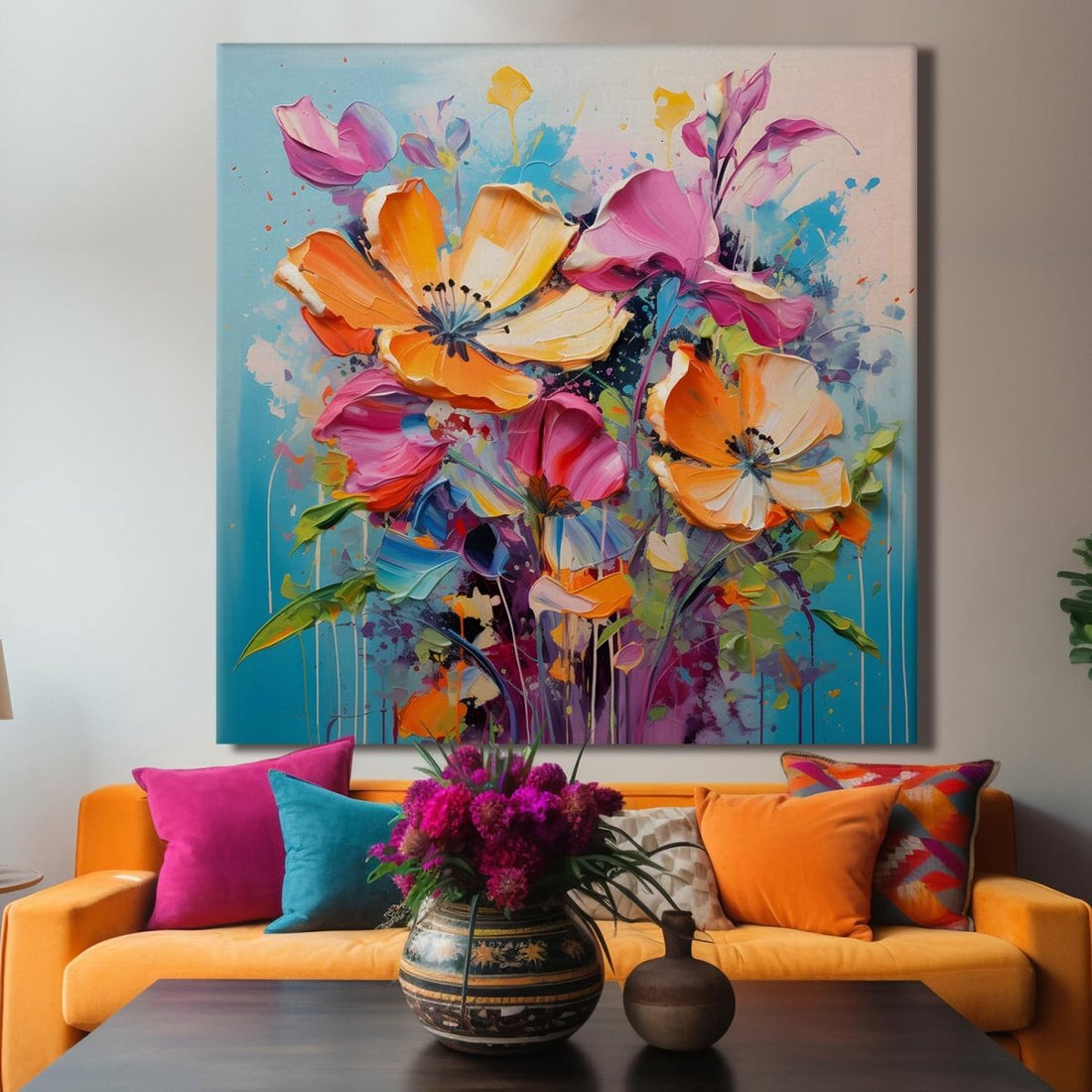 A Garden Symphony Canvas Wall Design (36 x 36 Inches)