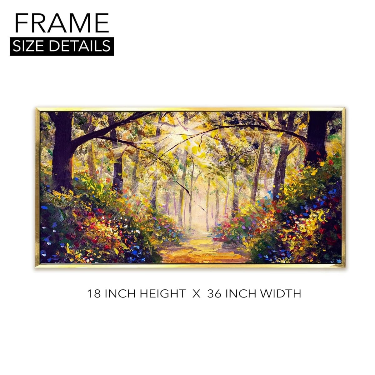 A Sunlit Path in Forest Canvas Wall Art (36 x 18 Inches)