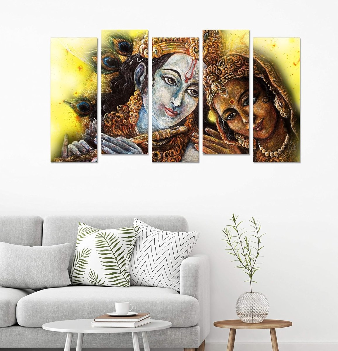 A Symphony of Love: The Raas Leela in Five Movements Radha Krishna Painting (Set of 5)