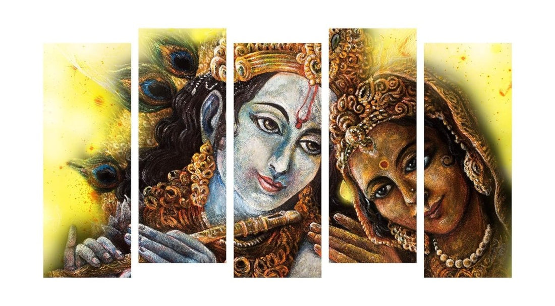 A Symphony of Love: The Raas Leela in Five Movements Radha Krishna Painting (Set of 5)
