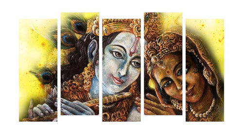 A Symphony of Love: The Raas Leela in Five Movements Radha Krishna Painting (Set of 5)