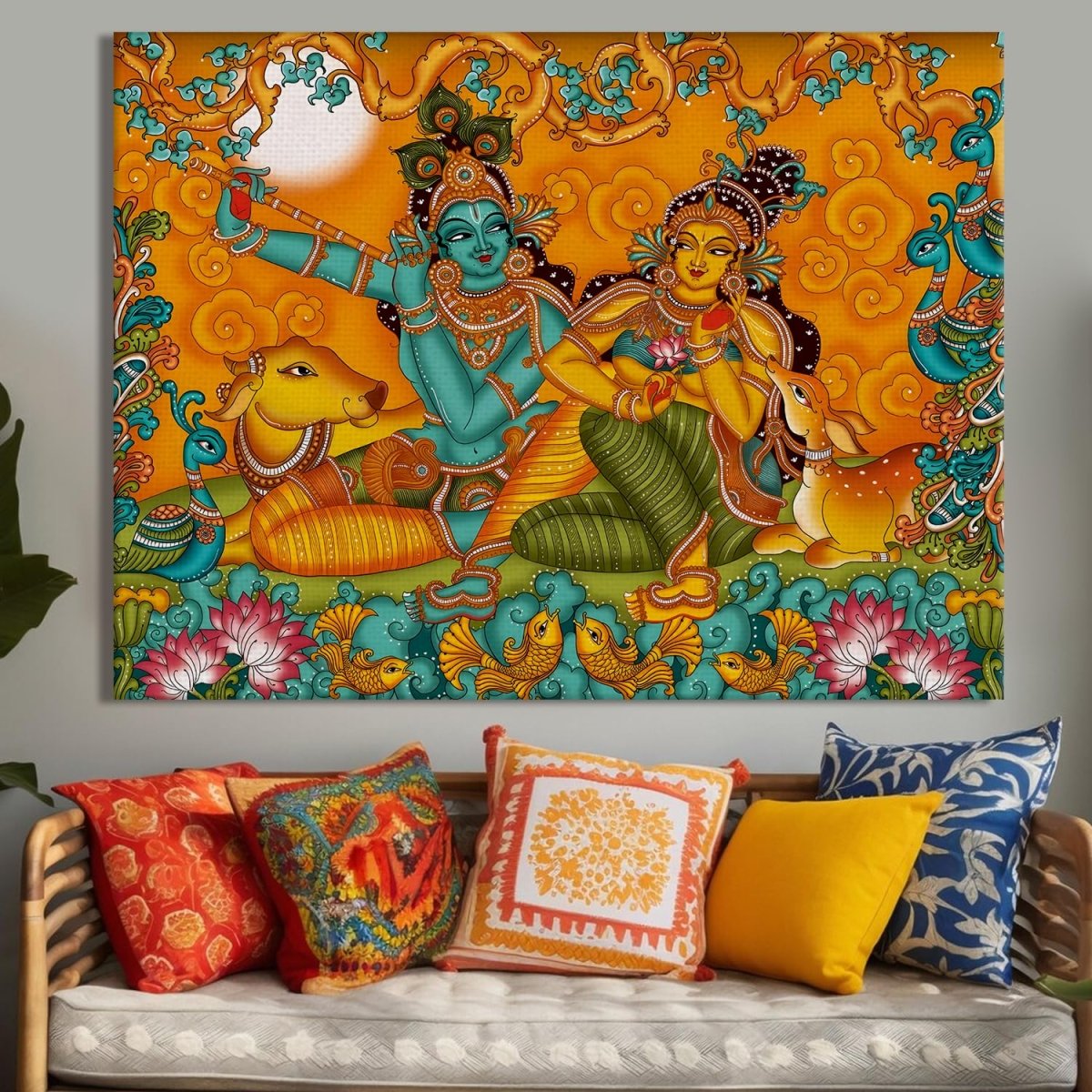 A Wondrous Journey Keralan Style Canvas Wall Art (48 x 36 Inches)