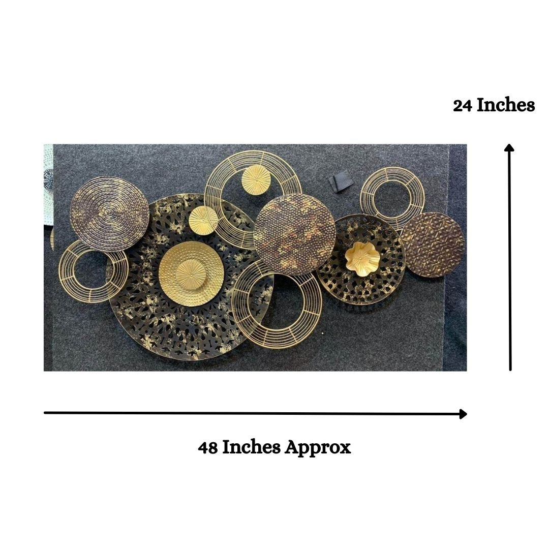 Abstract Metal Art Circles Wall Art (48 x 24 Inches)