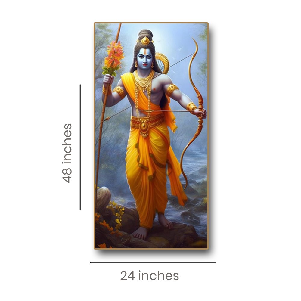 Ajanu Bhuja Sharchapa Dhara Dasharatha Nandan Purushottam Ram (48 x 24 Inches)