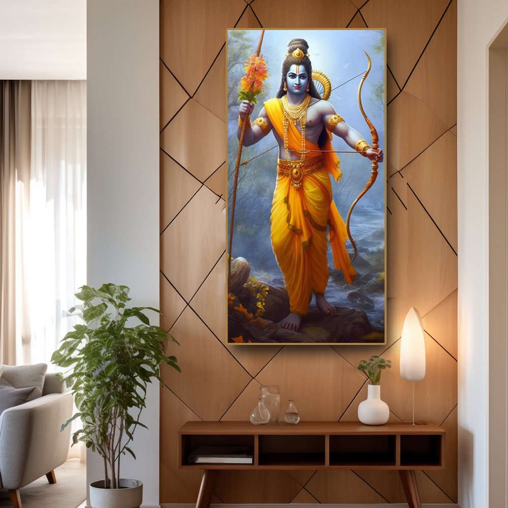 Ajanu Bhuja Sharchapa Dhara Dasharatha Nandan Purushottam Ram (48 x 24 Inches)
