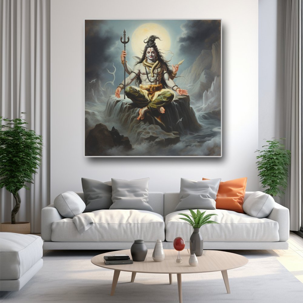 Ananda Murthy Neelkantha Shiva Canvas Wall Designs (36 x 36 Inches)