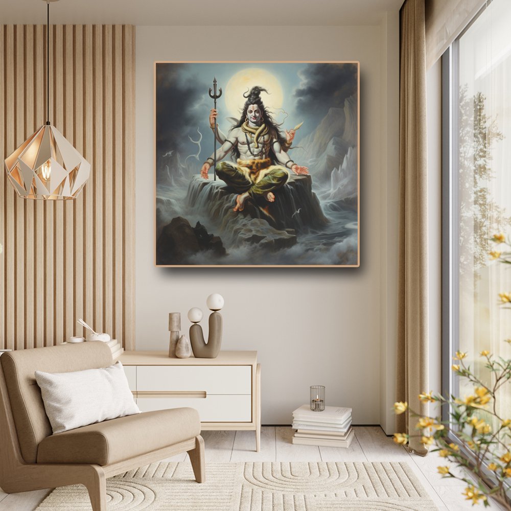 Ananda Murthy Neelkantha Shiva Canvas Wall Designs (36 x 36 Inches)