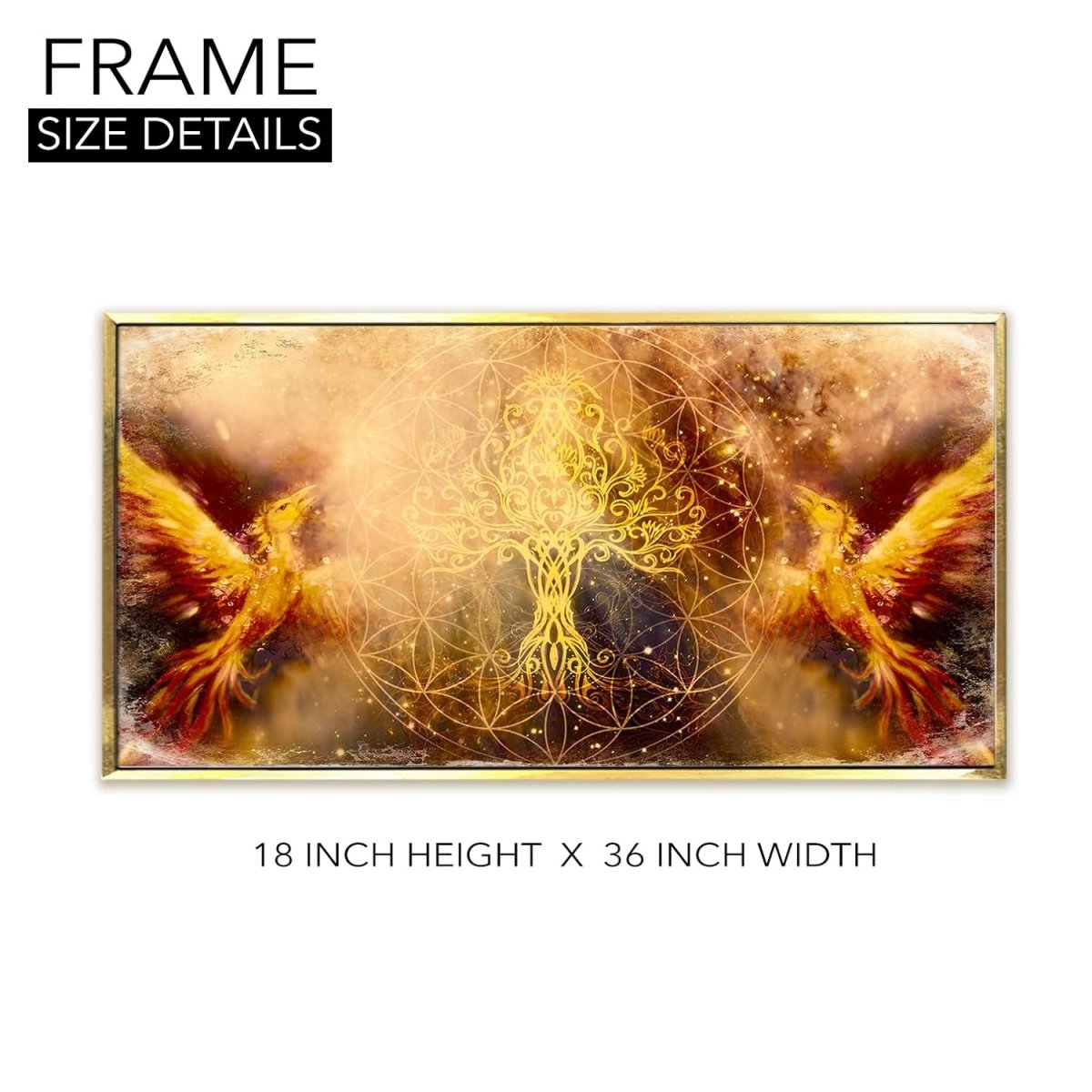 Ashes to Rebirth phoenix Framed Canvas Art (36 x 18 Inches)