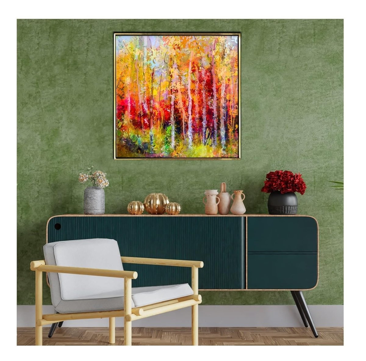 Autumn Symphony by Metalkart Canvas Wall Art (24 x 24 Inches)